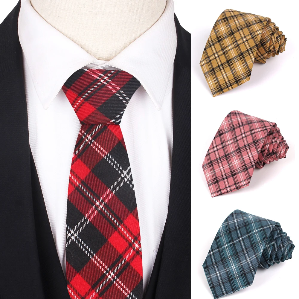 Top Trends: Skinny Plaid Men Neck Ties Classic Check Necktie For Wedding Business Girls Boys Suits TieCasual Slim Male Necktie Gravatas Shoppable Styles