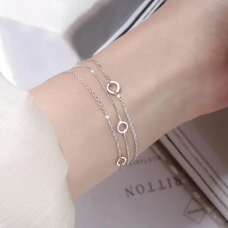 Top Trends: VENTFILLE 925 Sterling Silver Three-Layer Chain Circle Bracelet For Women Simple Exquisite Gift Wedding Accessories Shoppable Styles