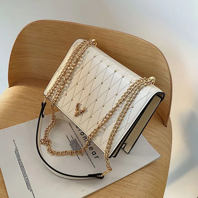 Top Trends: Pu Leather Crossbody Bags For Women 2022 Rivet Chains Shoulder Messenger Bag Female Ladies Hand Sling Luxury Handbags Designer Shoppable Styles