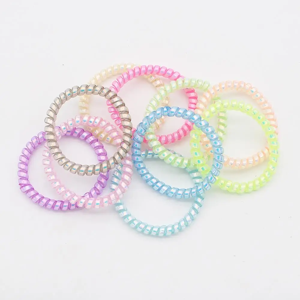 Top Trends: 10pcs Super Thin Coiled Plastic Hair Ties Colorful Stretched Spiral Hair Ropes Telephone Wire Ponytail To Protect Your Hair Shoppable Styles