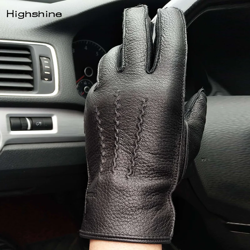 Top Trends: HighShine Men Cashmere Lined Deerskin Leather Dress Gloves Touch Screen Driving Wool Warm Winter Gloves Shoppable Styles - Image 5