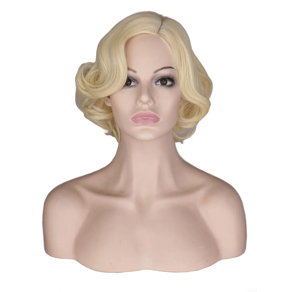 Top Trends: QQXCAIW Women Girls Short Blonde Curly Cosplay Wig Cos Marilyn Monroe Female Party High Temperature Fiber Synthetic Hair Wigs Shoppable Styles