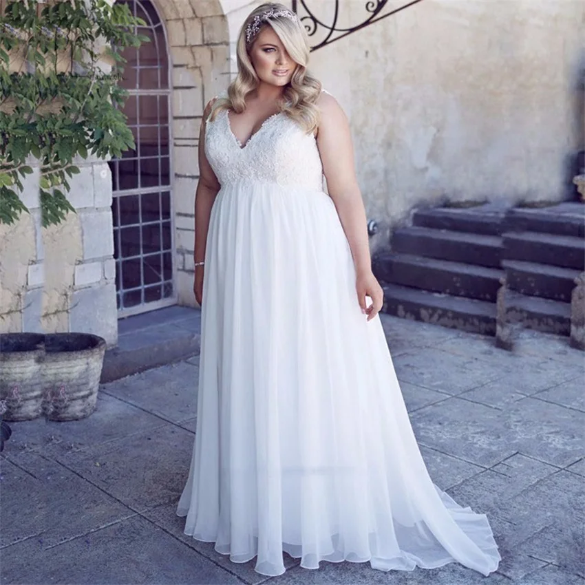 Top Trends: Vestido De Noiva Plus Size Wedding Dress Lace V Neck Maternity Wedding Gowns For Pregnant Women Custom Made Bride Dresses 2020 Shoppable Styles