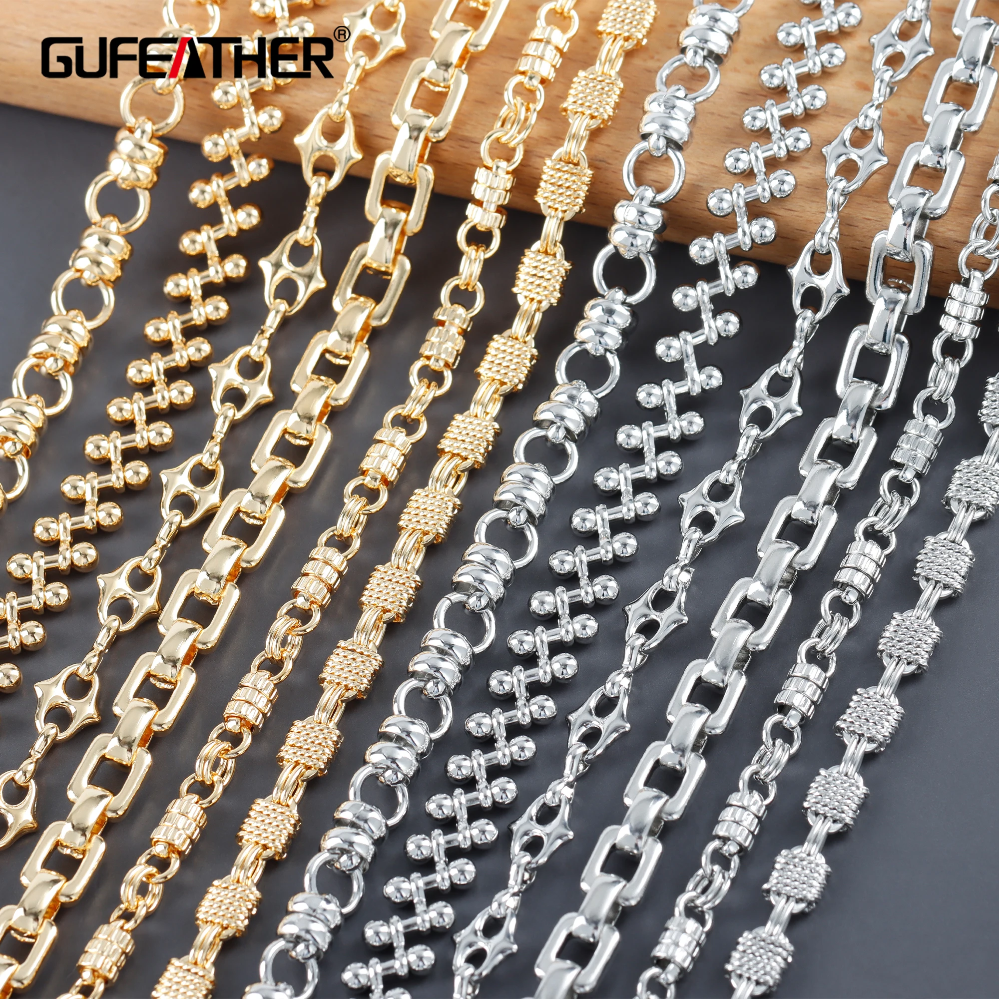 Top Trends: GUFEATHER C253, diy Chain, 18k Gold Rhodium Plated, copper, pass REACH, nickel Free, diy Bracelet Necklace, jewelry Making, 50cm / lot Shoppable Styles