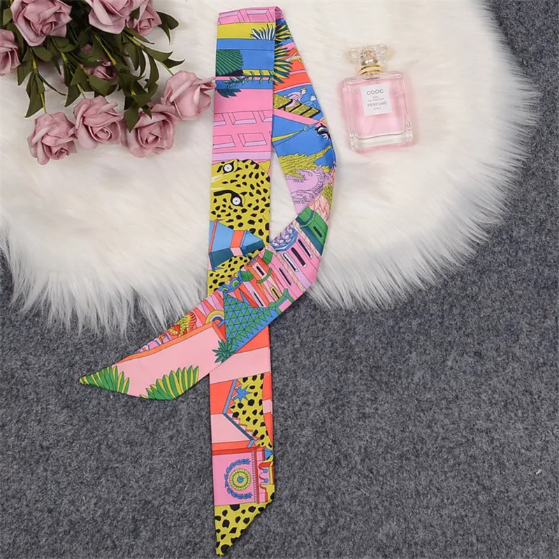 Top Trends: Animal Town 2023 New Design Leopard Luxury Brand Skinny Scarf Women Hair Neck Silk Scarf For Ladies Foulard Headband Bag Scarves Shoppable Styles - Image 4