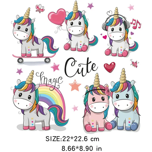 Top Trends: New Animal Patches Cute Unicorn Thermal Transfer For Clothing Stickers Washable Diy Patches For Kids T-shirts Heat Transfer Patc Shoppable Styles - Image 5