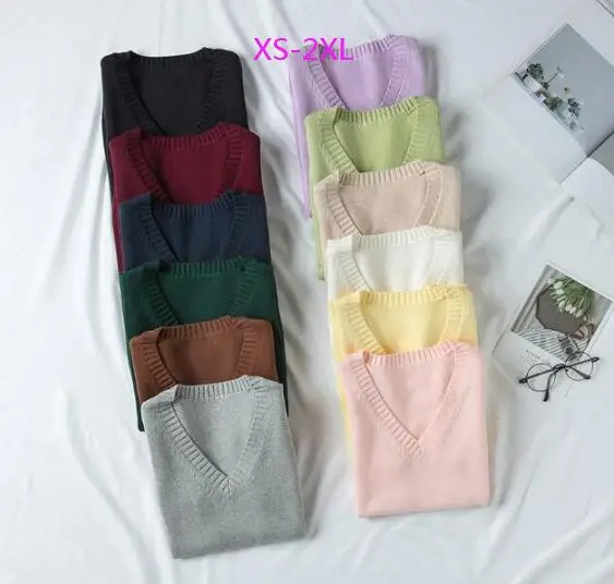 Top Trends: Spring And Autumn V-neck Casual Sweater Vest Women Girl&#039;s JK Uniform Vest Knit Loose Sweaters Shoppable Styles