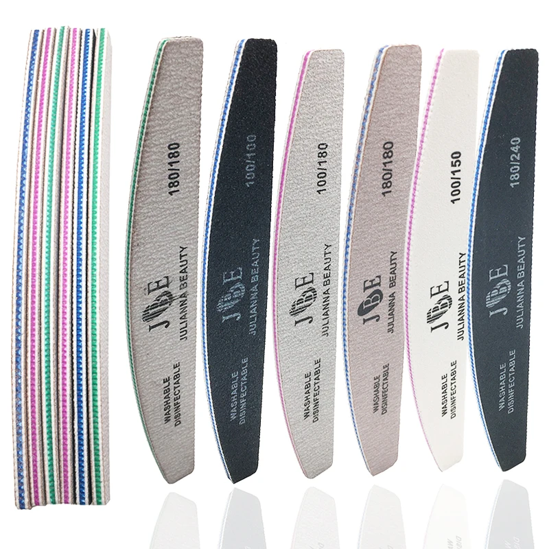 Top Trends: 10 Pcs Professional Nail File 100 150 180 240 Grit Unhas De Gel Nail Files Sandpaper Moon Style Acrylic Nail File Art Tools Shoppable Styles