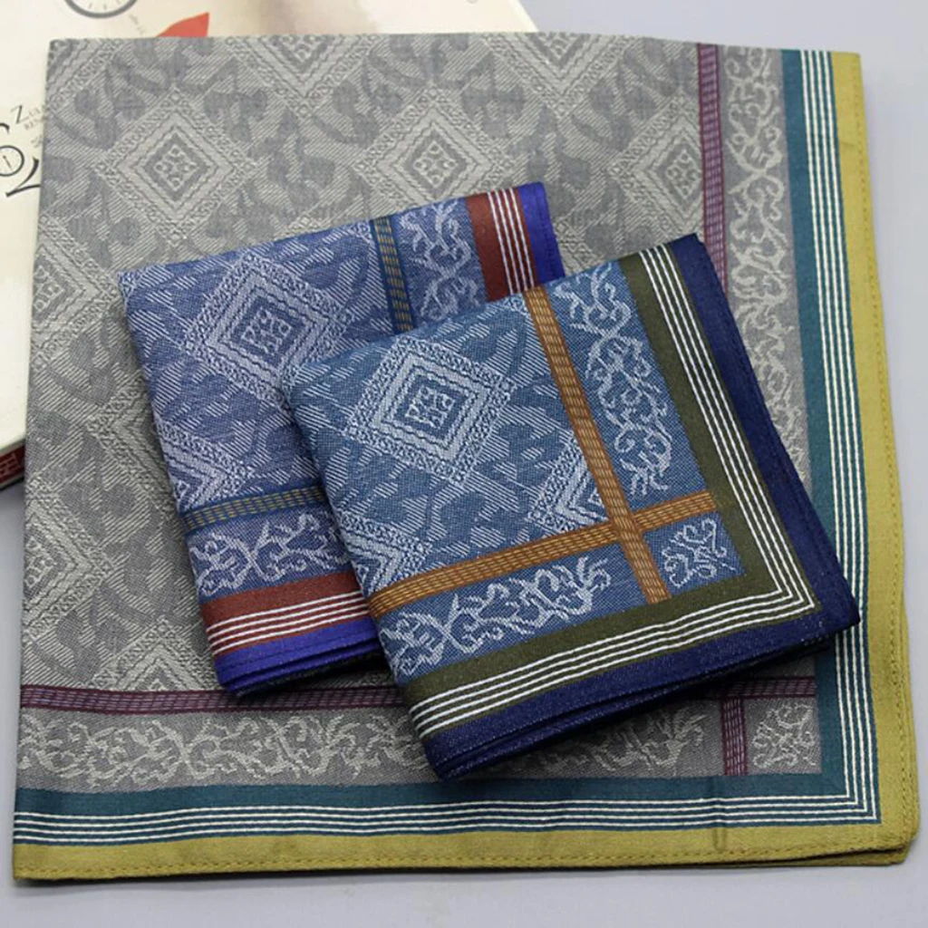 Top Trends: 3pcs Mens Plaid Wedding Handkerchiefs 100% Cotton Man Pocket Towel Square Hanky 43 X 43cm Shoppable Styles