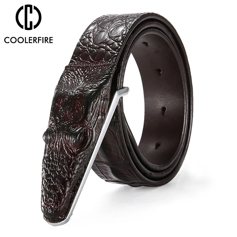 Top Trends: Men Luxury Belts Snake Buckle Crocodile Patter Genuine Leather Belts For Men High Quality Vintage Brand Jeans Strap ZD2110 Shoppable Styles