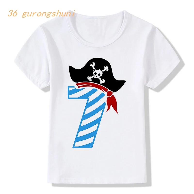 Top Trends: Happy Birthday Skull Pirate 7 8 9 Year Old Graphic T Shirts Boy T Shirt Boys-clothing Kids Clothes Girls Shirts Children T-shirt Shoppable Styles