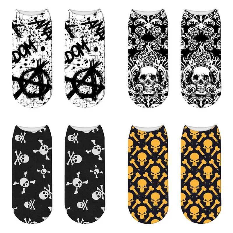 Top Trends: New Fashion Cute Ankle Socks Women Cartoon Skeleton Skull Cotton Short Socks Happy Korea Harajuku Kawaii Socks Socke Shoppable Styles