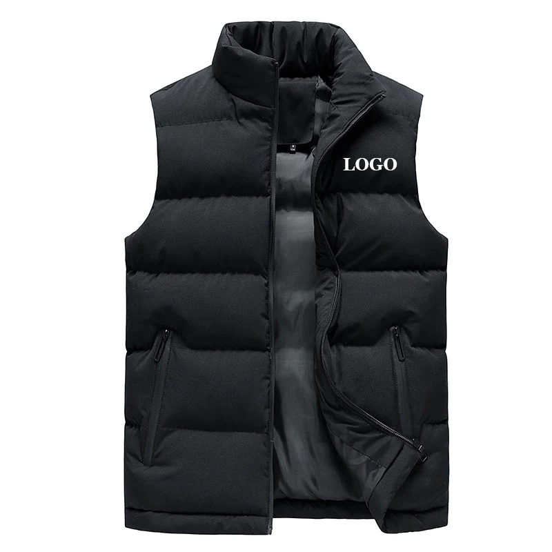 Top Trends: Custom Brand Logo Men Jacket Autumn Winter Warm Vest Down Cotton Sleeveless Jacket Waistcoat Man Warm Mens Outdoor Coat Shoppable Styles