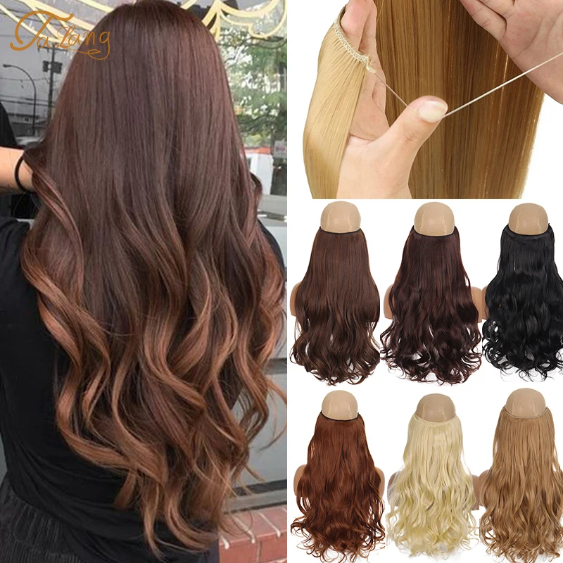 Top Trends: TaLang Invisible Wire No Clips In Hair Extensions Secret Fish Line Hairpieces Synthetic Hair Extensions Fake Hair For Women Shoppable Styles