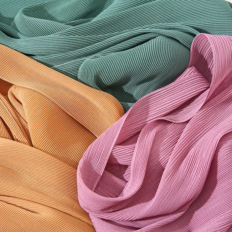 Top Trends: 2023 Newest Pleated Bubble Chiffon Instant Hijabs Plain Crinkle Shawls Scarf Lady High Quality Soft Thick Muslim Wraps 180*85Cm Shoppable Styles