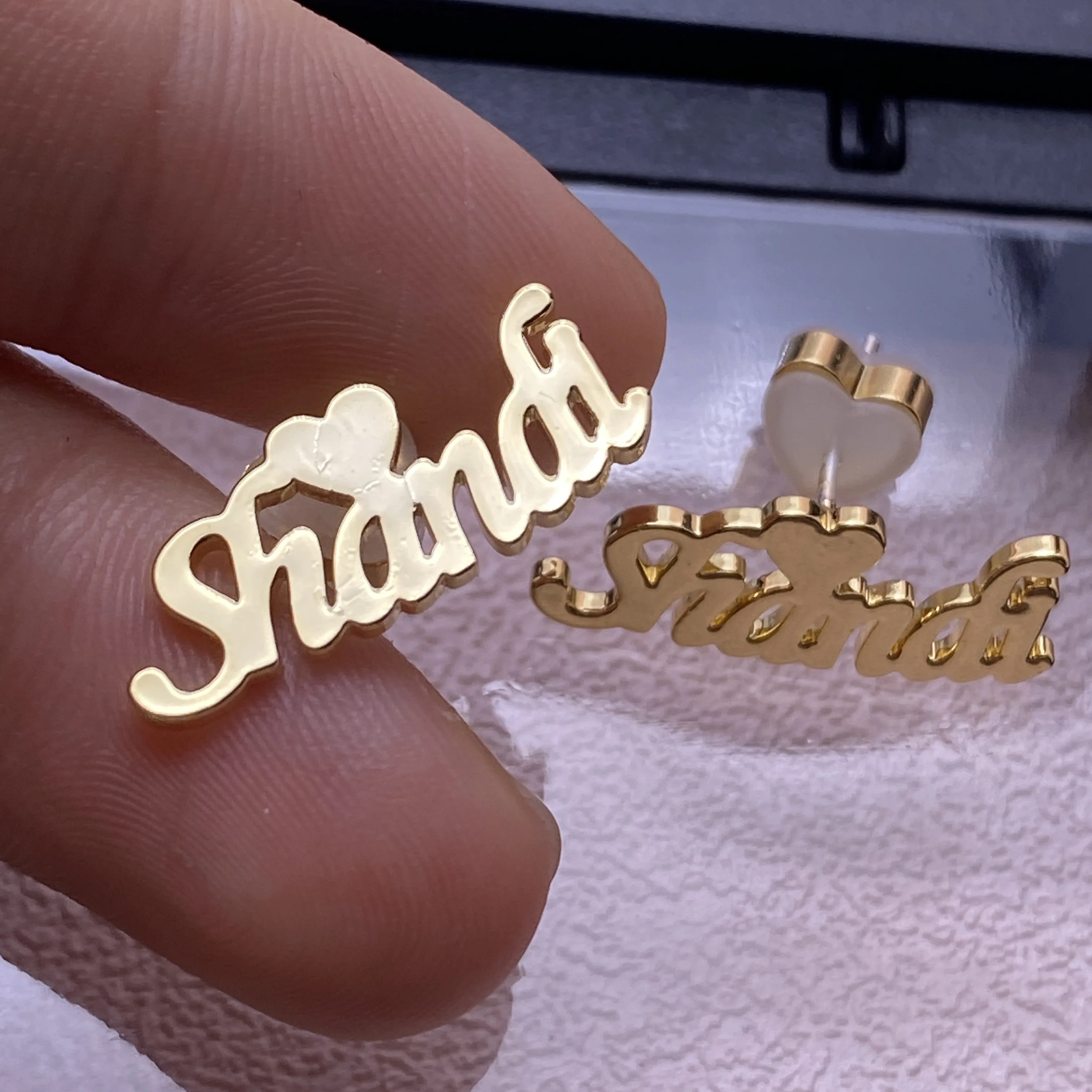 Top Trends: Custom Name Earrings With Heart Stainless Steel Gold Plated Stud Earrings Personalized Customized Memorial Jewelry For Women Shoppable Styles