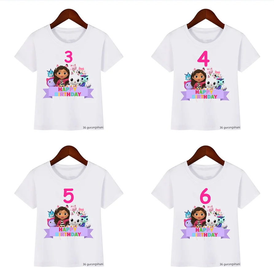 Top Trends: Kawaii Girls T-Shirt Cute Gabbys Doll House Cartoon Print Tshirt For Kids Birthday Clothing 2-10 Year Old Baby Girls Tshirt Tops Shoppable Styles