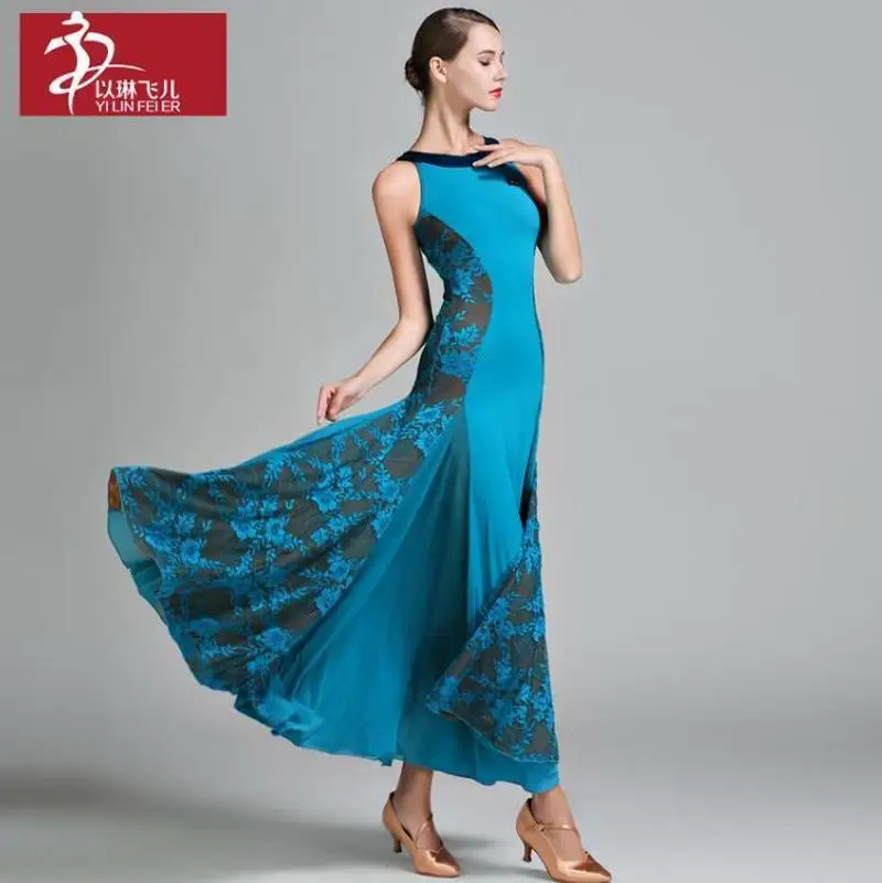 Top Trends: NEW Ladies Latin Ballroom Modern Tango Waltz Dance Dress Long Lace Dress #S9022 Shoppable Styles - Image 2