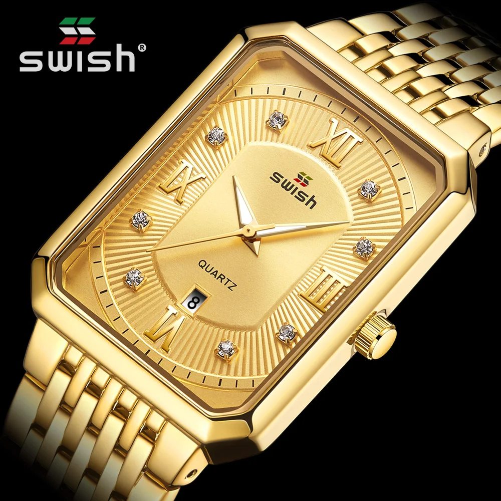 Top Trends: Relogio Golden Masculino Top Brand Luxury Fashion Rectangle Wristwatch Mens Waterproof Business Sports Clock Relojes Hombre Shoppable Styles