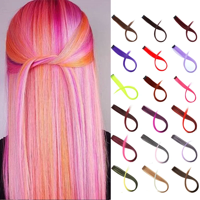 Top Trends: DIANQI Long Straight Synthetic Colour Oberon Hair Extensions Grey Red Pink Clip In Prominent Rainbow Hair Shoppable Styles