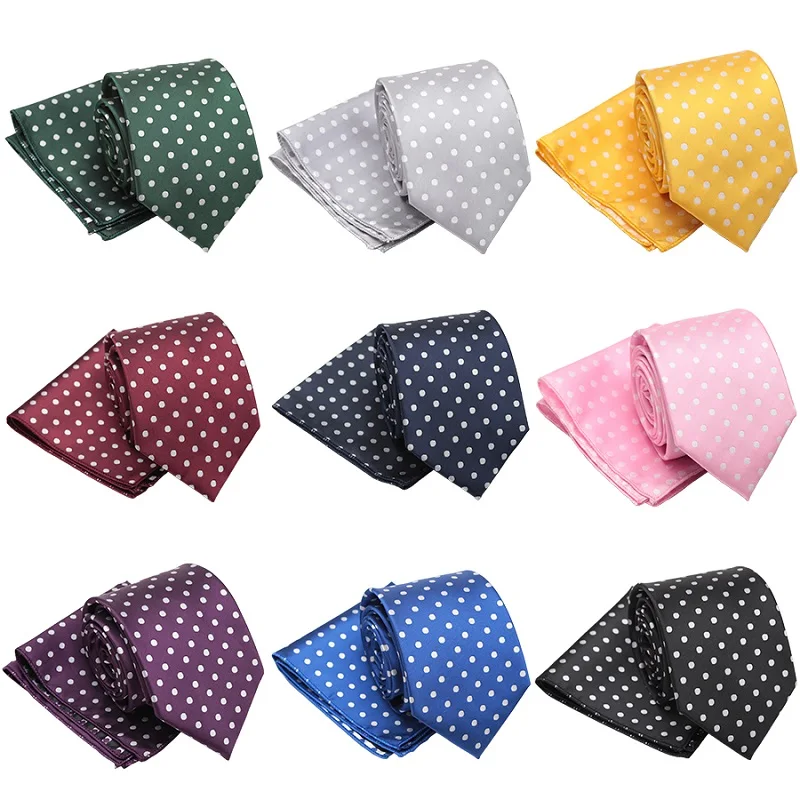 Top Trends: Men Tie Cravat Set Dot Quality Jacquard 8cm Tie Fashion Wedding Ties For Formal Dress Hanky Necktie Mens Gifts Party Accessories Shoppable Styles