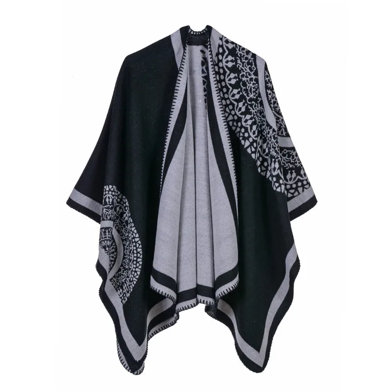 Top Trends: Luxury Brand Ponchos Coat 2022 Cashmere Scarves Women Winter Warm Shawls And Wraps Pashmina Thick Capes Blanket Femme Scarf Shoppable Styles