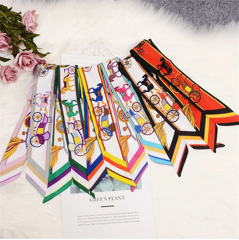 Top Trends: Fashion Bag Scarf Women Luxury Bandana Carriage Printed Brand Design Bag Handle Ribbon Headband Shirt Tie Headscarf For Ladies Shoppable Styles