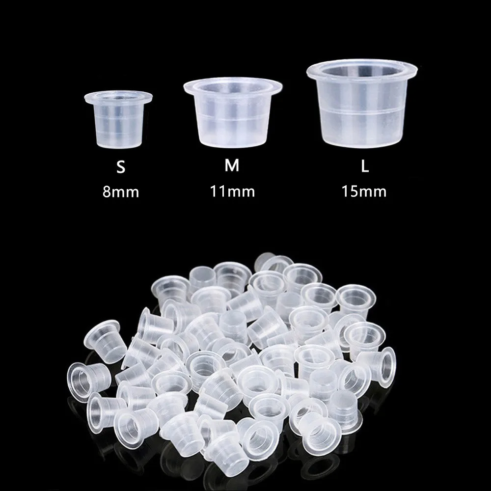 Top Trends: 100 / 300 / 500pcs Plastic Tattoo Ink Cups 8mm 11mm 15mm Tattoo Ink Cups Holder Container Pigment Ink Caps Tattoo Accessories Shoppable Styles