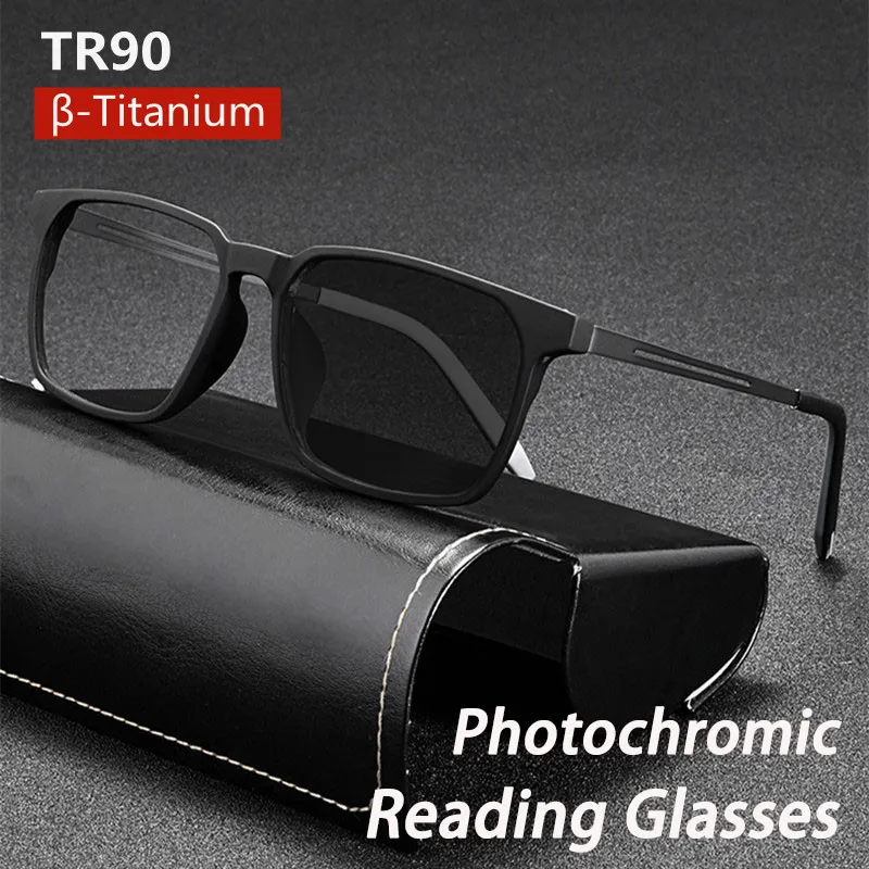 Top Trends: Ultralight Anti Blue Light Reading Glasses Photochromic Outdoor Optical Hyperopia Reader Glasses Men Full Frame Titanium Eyewear Shoppable Styles