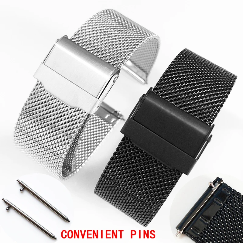 Top Trends: CONVENIENT PINS Mesh Watch Band For Seiko For DW Watch Milanese Strap 16 18 20 22 Mm Men Women Steel Watch Strap Tools Shoppable Styles