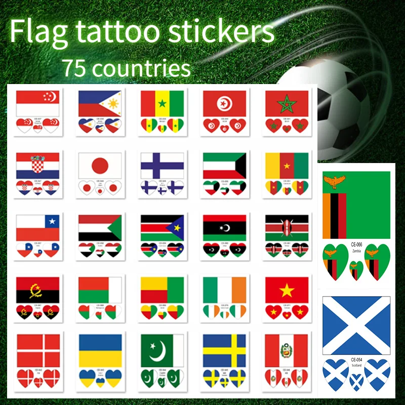 Top Trends: 3PCS Flag Series Face Tattoo World Match Fan Games Poland England Ukraine Singapore Country Temporary Tatoo Sticker2 Shoppable Styles