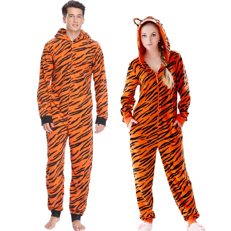 Top Trends: Plus Size Fleece Tiger Pyjamas Women Stitch Onesie Animal Costumes Jumpsuits Couple Coverall Pajamas Onesie For Adult Kingurumi Shoppable Styles