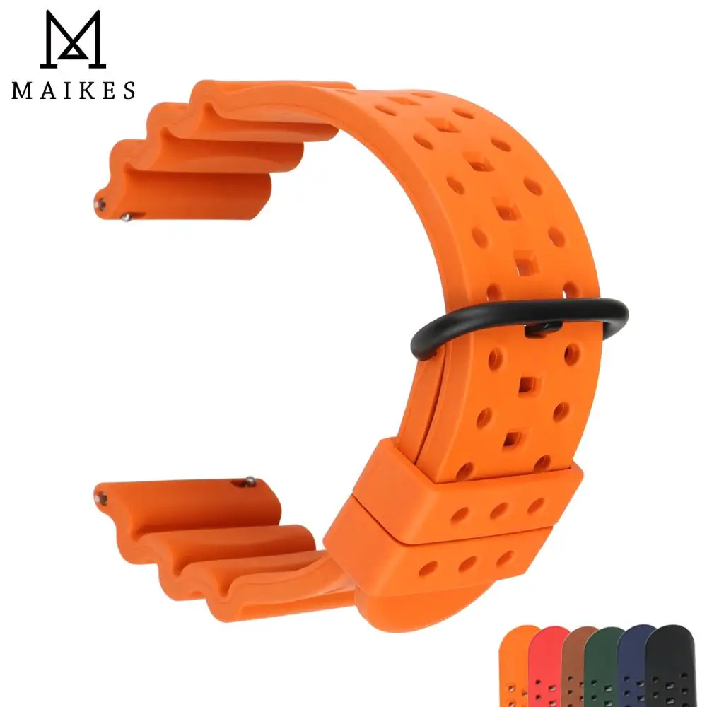 Top Trends: MAIKES Quality Fluorine Rubber Watchbands 20mm 22mm 24mm Quick Release Bar Sport Watch Band Suitable For Each Brand Watch Strap Shoppable Styles