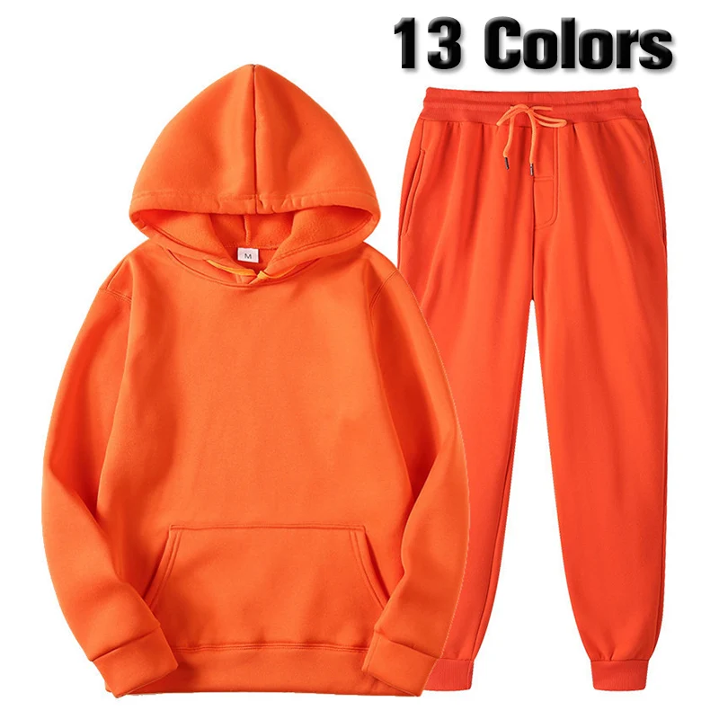 Top Trends: Unisex Tracksuits Hooded Sports Suit Men Women Casual Solid Color Hoodie And Pants 2 Pieces Set Flecce Sportswear Jogging Suits Shoppable Styles