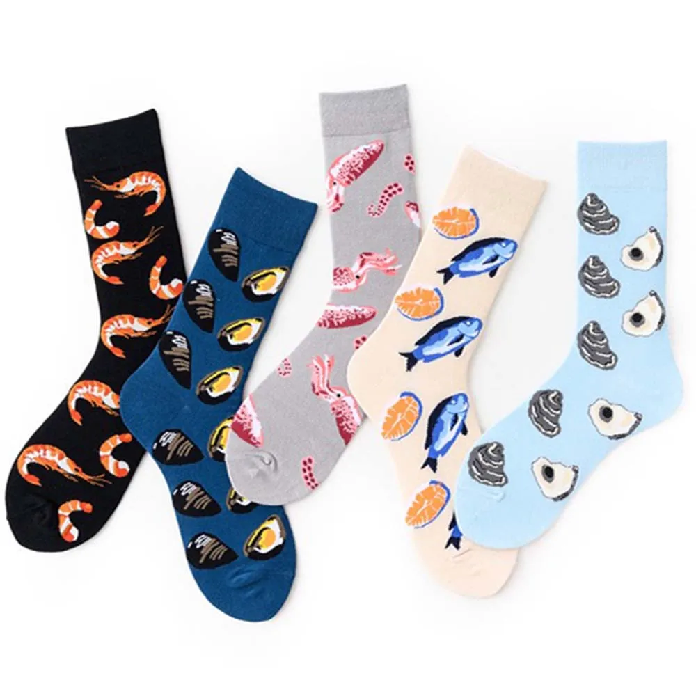 Top Trends: Men Women Socks Fashion Tide Socks Personality Seafood Shrimp Couple Cotton Funny Happy The New Arrival Fish Socks Shoppable Styles