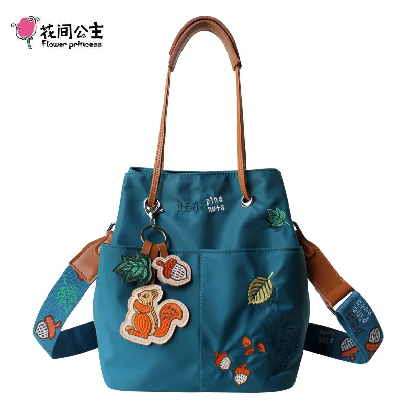 Top Trends: Flower Princess Nutshell Women's Original Embroidery Fashion Waterproof Shoulder Bucket Bag Female Handbags Wide Strap Bags Shoppable Styles