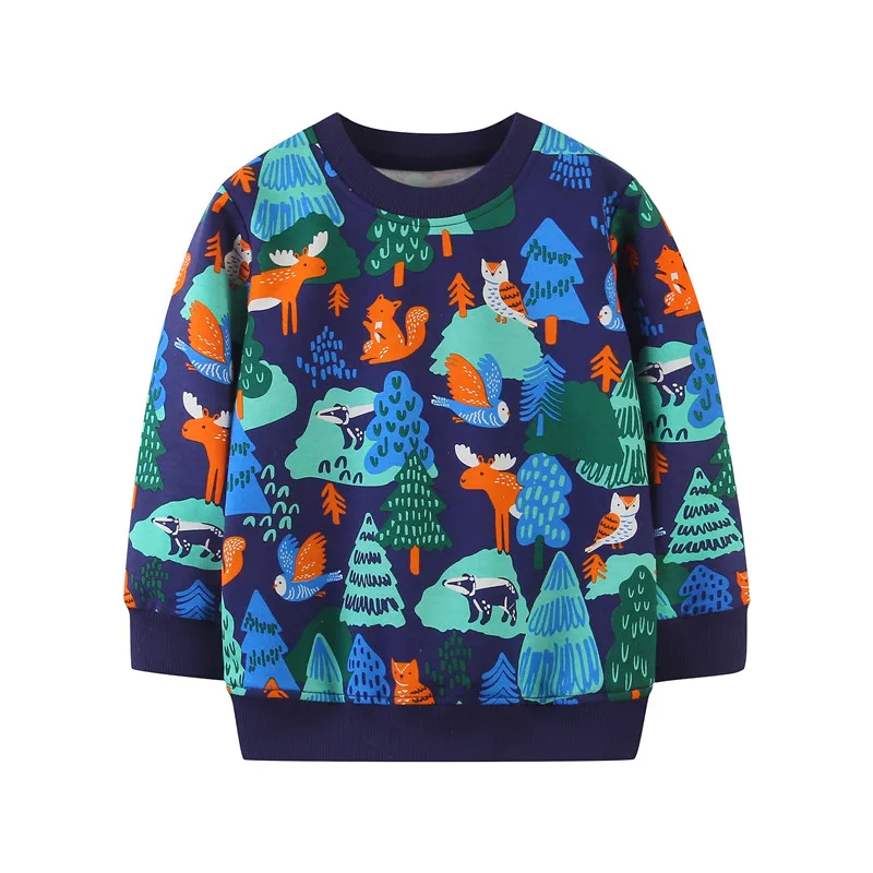 Top Trends: Jumping Meters New New Forest Animals Print Children Sweatshirts 2022 Cotton Autumn Kids Sport Shirts For Boys Girls Costume Shoppable Styles