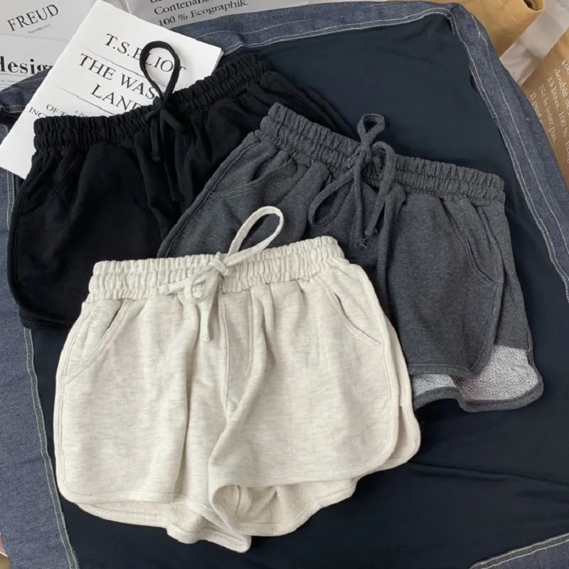 Top Trends: Summer Gray Shorts Women Fashion Ladies Elastic Waists Short Pants Girl Casual Cotton Shorts Black Home Shorts For Female S-3XL Shoppable Styles