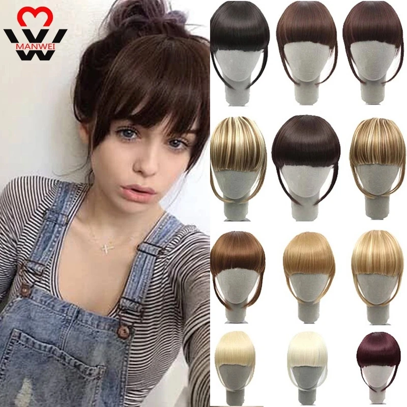 Top Trends: MANWEI Synthetic Black Brown Blonde Fake Fringe Clip In Bangs Hair Extensions With High Temperature Synthetic Fiber Shoppable Styles