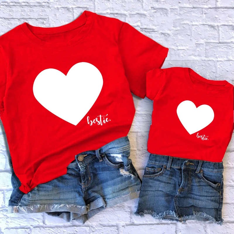 Top Trends: Family Matching Clothes Funny Family Look T Shirt Love Mother And Daughter Clothes Red Baby Cotton Mommy Mom And Me Clothes Shoppable Styles