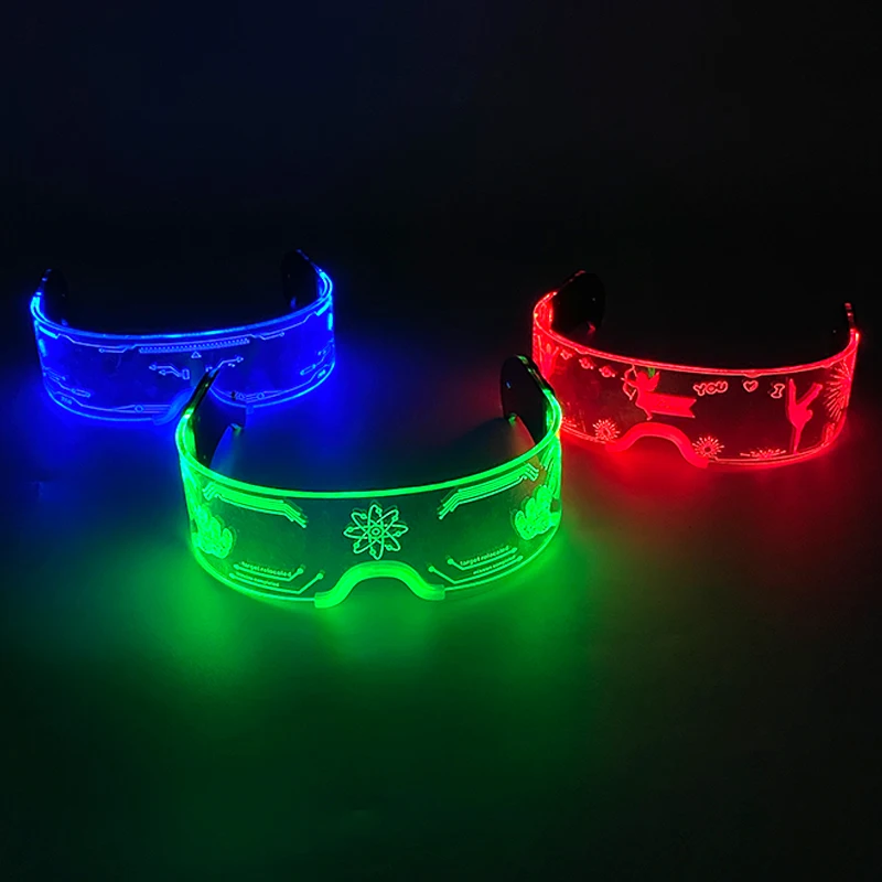 Top Trends: Fashion Luminous Decorative Glasses Neon Light Decoration LED Sunglasses For Nightclub DJ Dance Music Rave Costume Night Shoppable Styles - Image 2