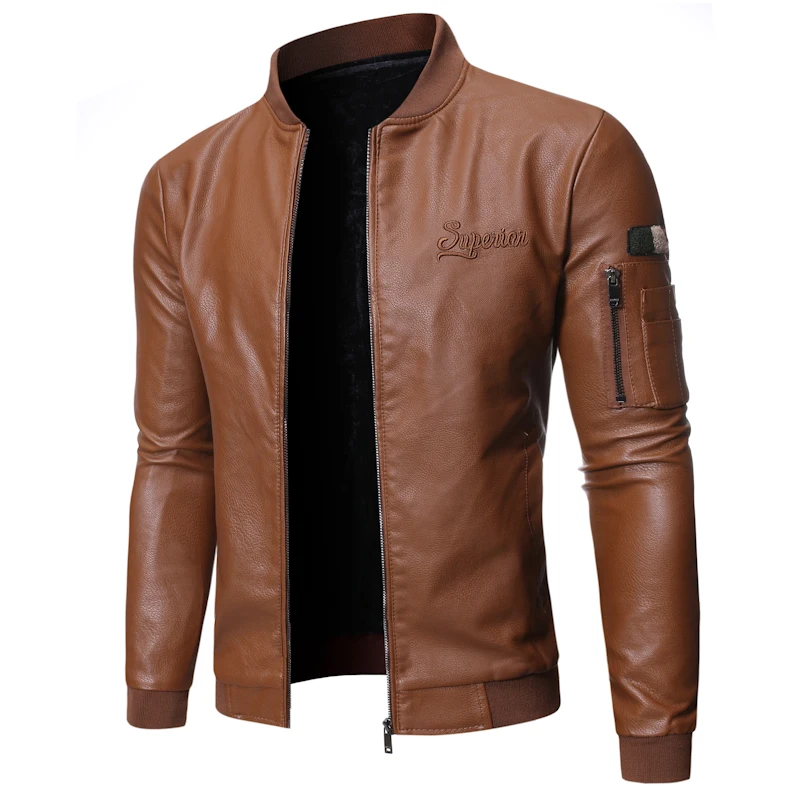 Top Trends: 2023 Brand Clothing Men Slim Fit Leather Jacket Motorcycle Faux Leather Jackets Couro Winter Coat Men Warm PU Jackets S-3XL Shoppable Styles