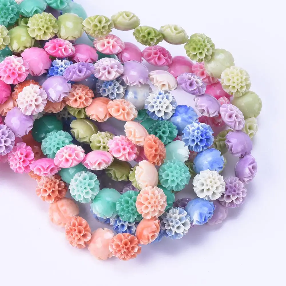 Top Trends: 10pcs Flower Shape Gradient Color 10mm 12mm 15mm Artificial Coral Shell Powder Loose Beads For DIY Crafts Earring Jewelry Making Shoppable Styles