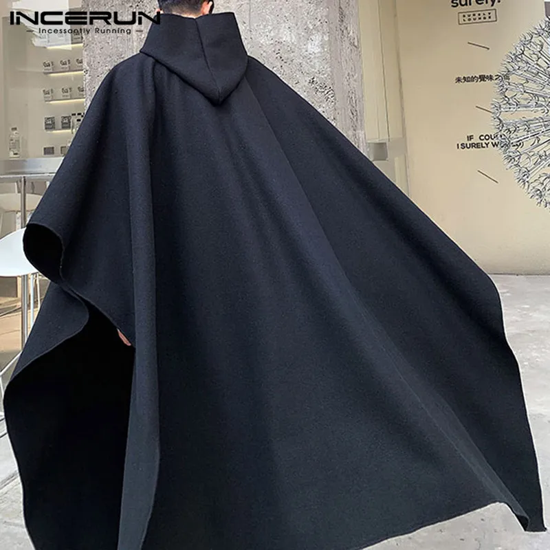 Top Trends: Fashion Men Cloak Coats Hooded Solid Loose 2023 Streetwear Punk Windproof Men's Trench Chic Winter Long Cape Poncho INCERUN Shoppable Styles - Image 3