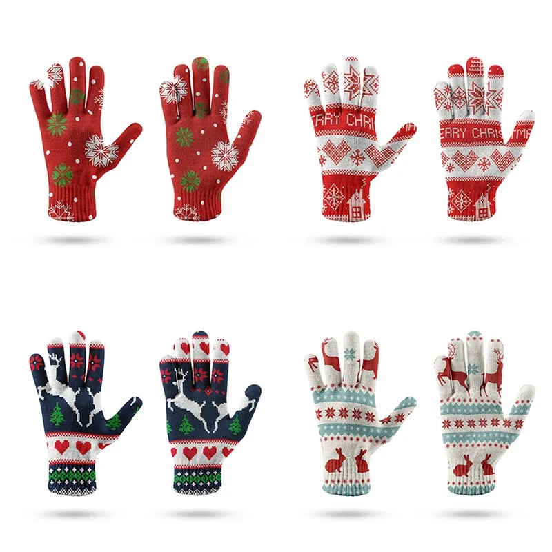 Top Trends: Red Christmas Elk Glove Women Men Stretch Knit Mittens Non-Slip Elastic Compression Gloves Chic Christmas Gift Luvas Shoppable Styles