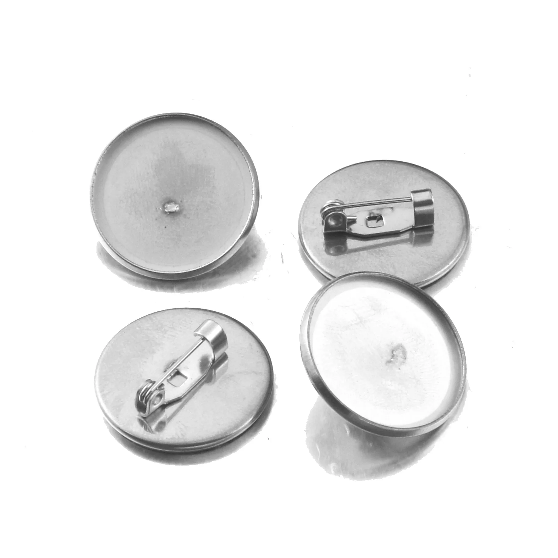 Top Trends: 10pcs / set 14 / 16 / 18 / 20 / 25 / 30mm Stainless Steel Brooch Base Pin Disk Base Pad Bezel Blank Cabochon Trays Backs For Jewelry Making Shoppable Styles - Image 4