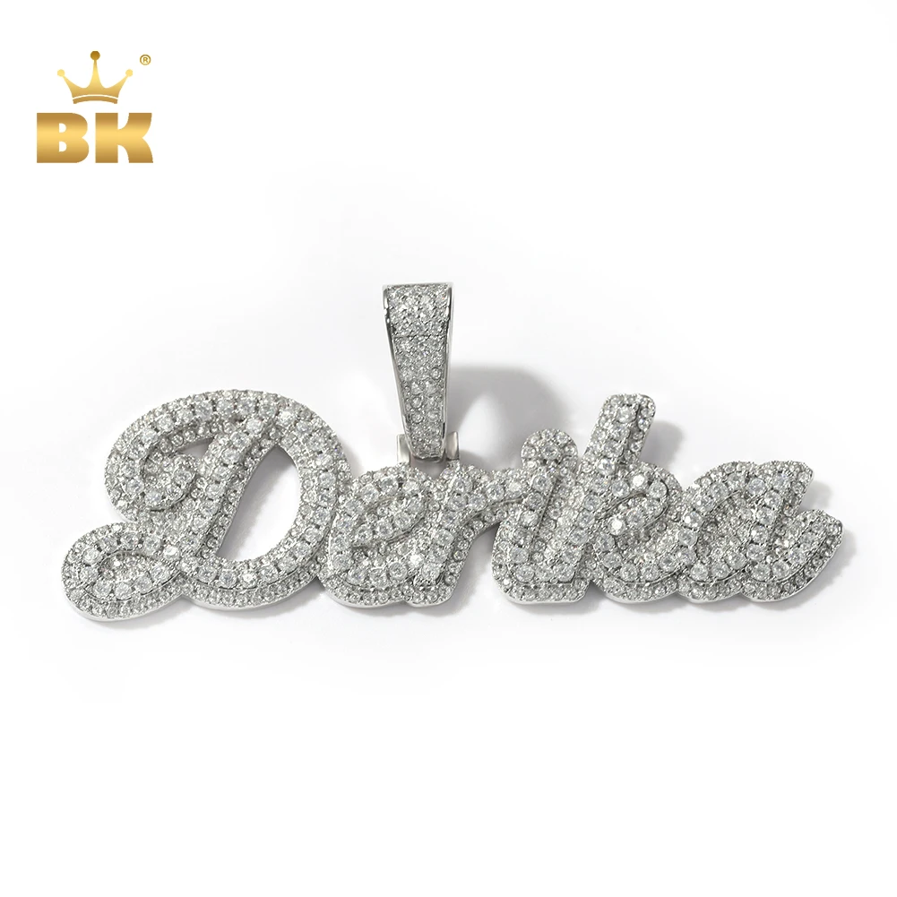 Top Trends: THE BLING KING Custom Cursive Letter Baguettecz Chain Iced Out 2 Layer Cubic Zircon Name Necklace Personalized Hiphop Jewelry Shoppable Styles