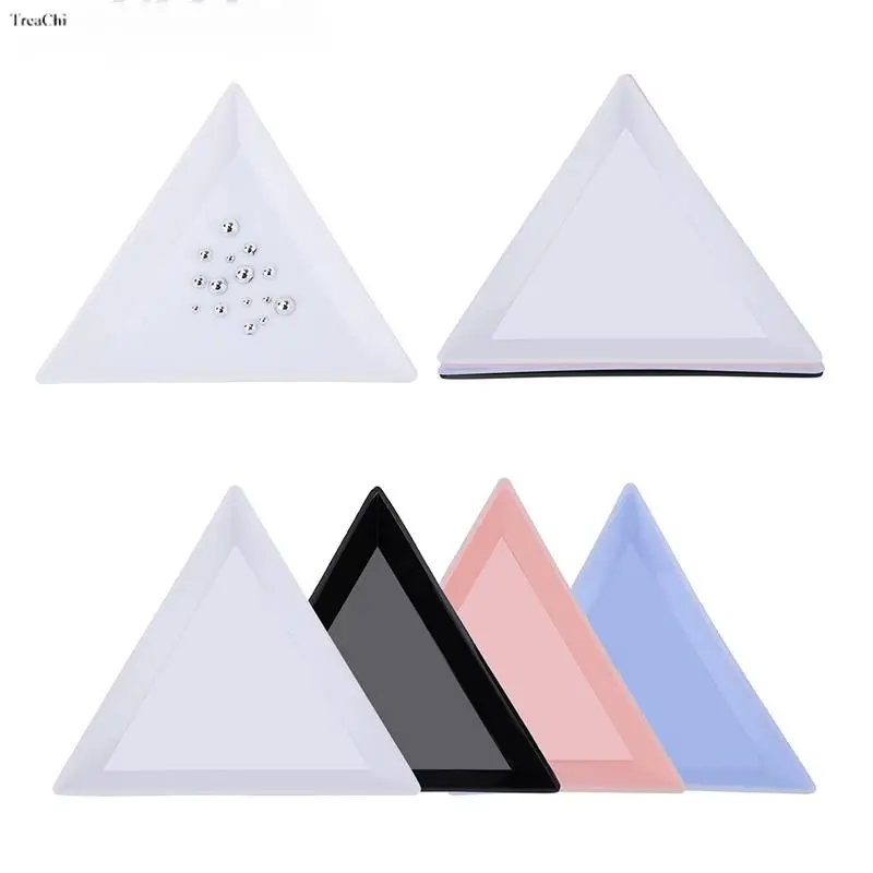 Top Trends: 5 / 10Pcs Triangle Plate For Nail Jewelry Beads Organizer Rhinestone Diamond Storage Display Plastic Tray 7*2.5Cm Shoppable Styles