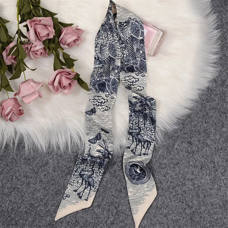 Top Trends: Tropic Affair Luxury Brand Scarf Tarot Women Scarf Bag Hair Skinny Silk Scarves Design Foulard Neckerchief Headband For Ladies Shoppable Styles