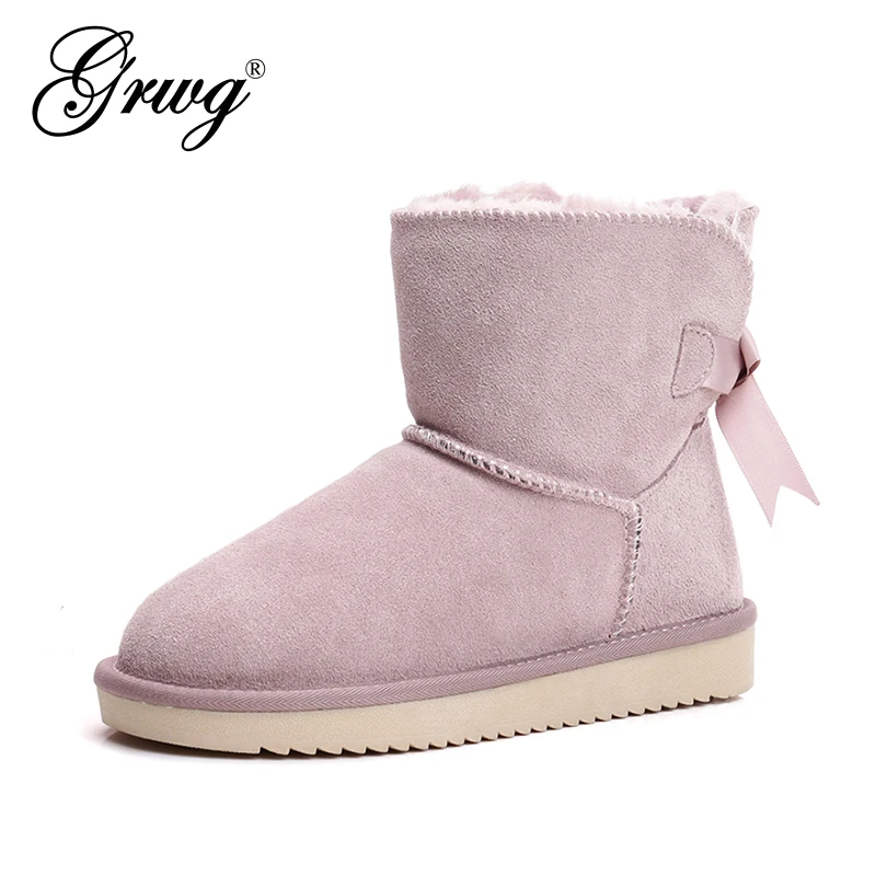 Top Trends: GRWG New Fashion Women Warm Snow Boots Winter Boots 100% Genuine Cowhide Leather Women Boots Ankle Shoes Size 35-44 Shoppable Styles